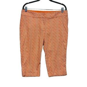 Ann Taylor orange and white print Bermuda shorts size 10
